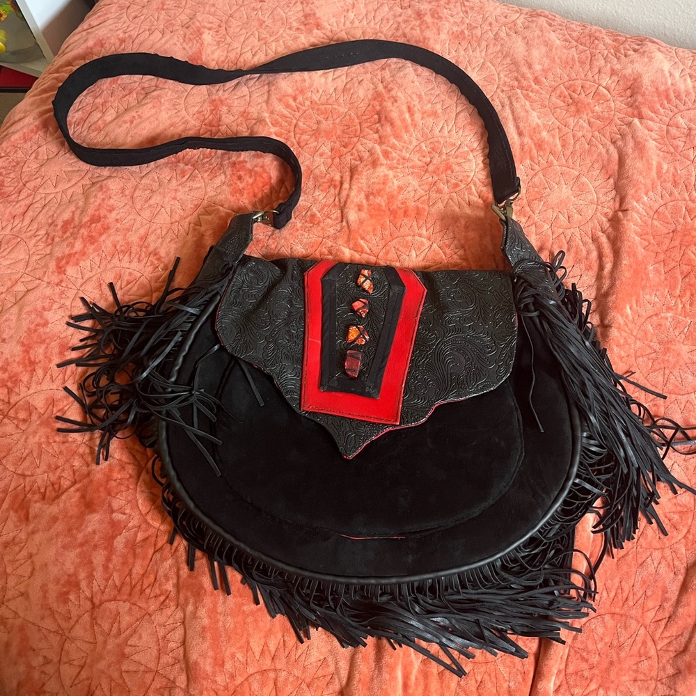 Hand made. Suede. Gothic and witchy.